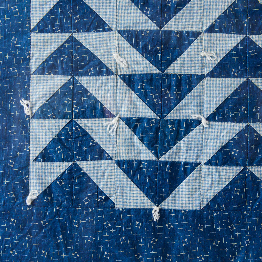 Framed Flying Geese Tied Doll Quilt, circa 1920