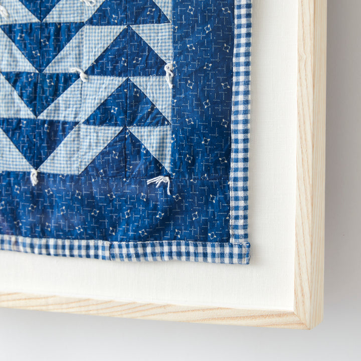 Framed Flying Geese Tied Doll Quilt, circa 1920