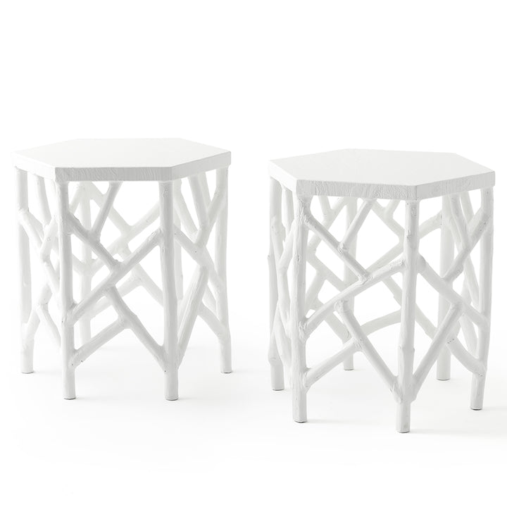 Pair of Vintage Hexagon Side Tables