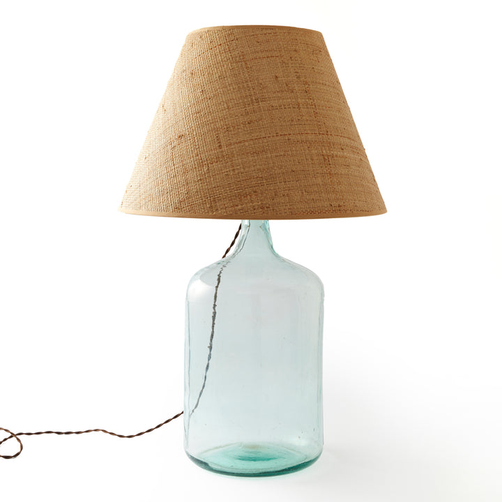 Vintage Glass Carboy Lamp with Grasscloth Shade