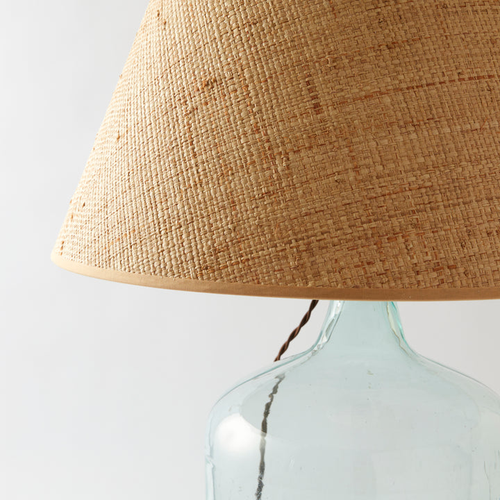 Vintage Glass Carboy Lamp with Grasscloth Shade