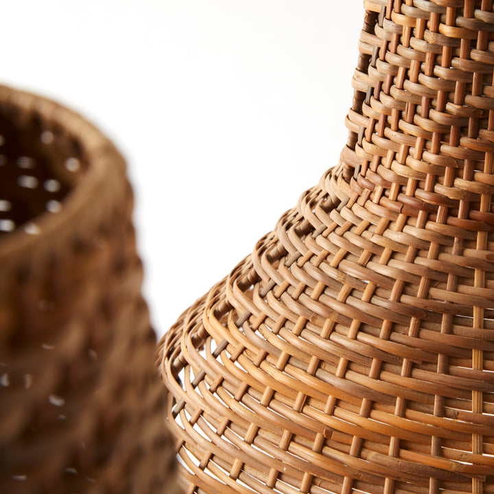 Pair of Vintage Rattan Pendant Lights