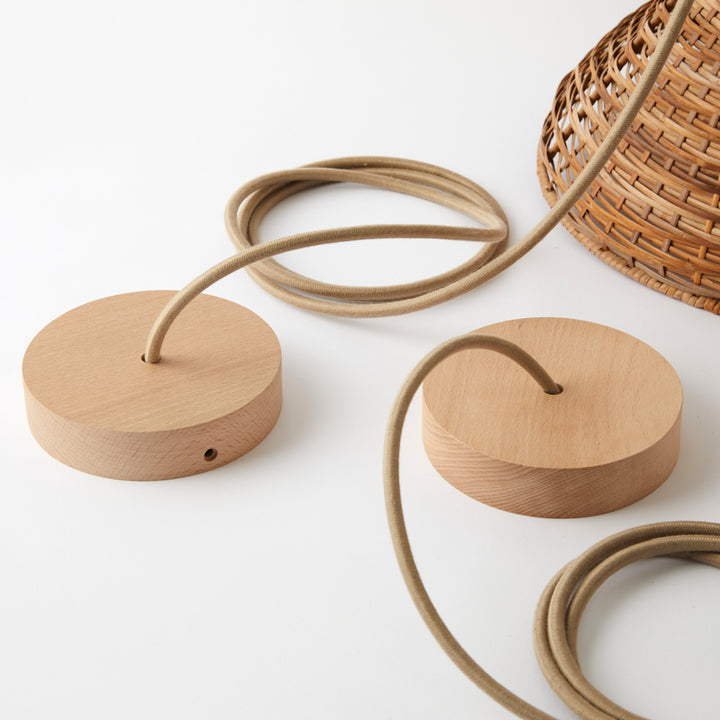 Pair of Vintage Rattan Pendant Lights
