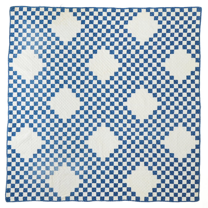 Antique Indigo Irish Chain Quilt, circa 1890-1910