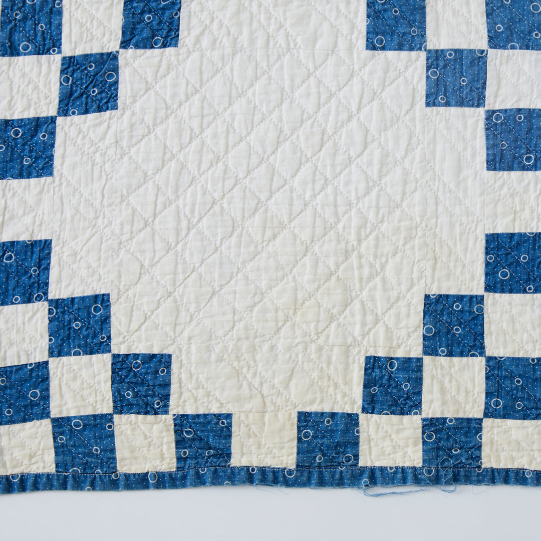 Antique Indigo Irish Chain Quilt, circa 1890-1910