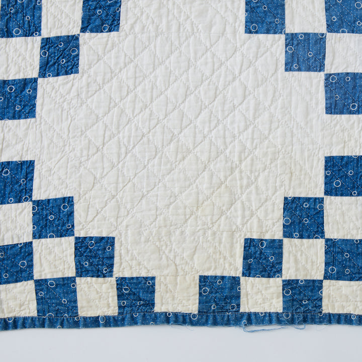 Antique Indigo Irish Chain Quilt, circa 1890-1910