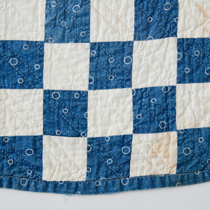 Antique Indigo Irish Chain Quilt, circa 1890-1910