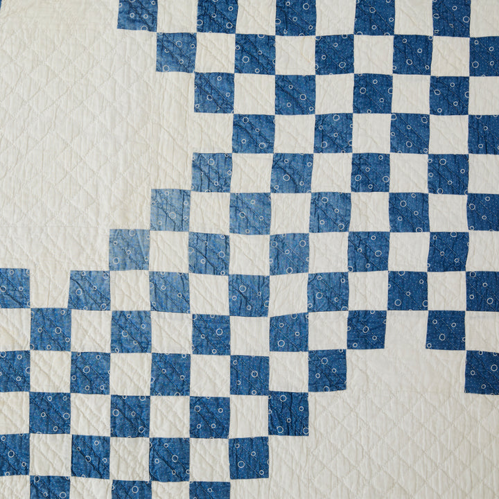 Antique Indigo Irish Chain Quilt, circa 1890-1910