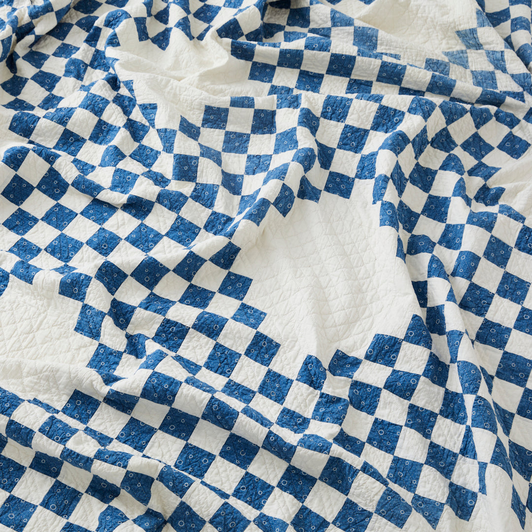 Antique Indigo Irish Chain Quilt, circa 1890-1910