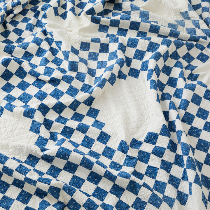 Antique Indigo Irish Chain Quilt, circa 1890-1910
