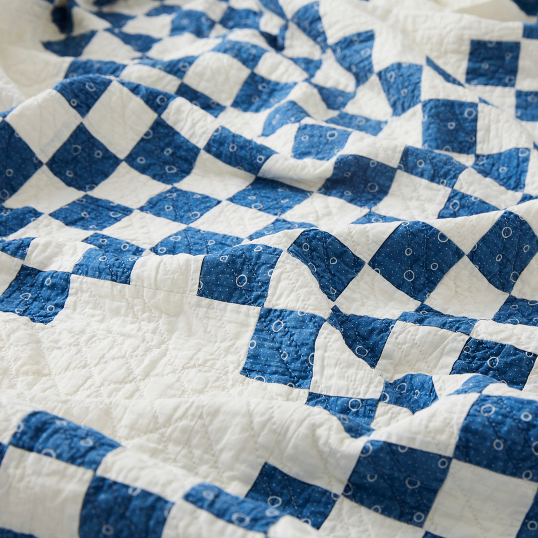 Antique Indigo Irish Chain Quilt, circa 1890-1910