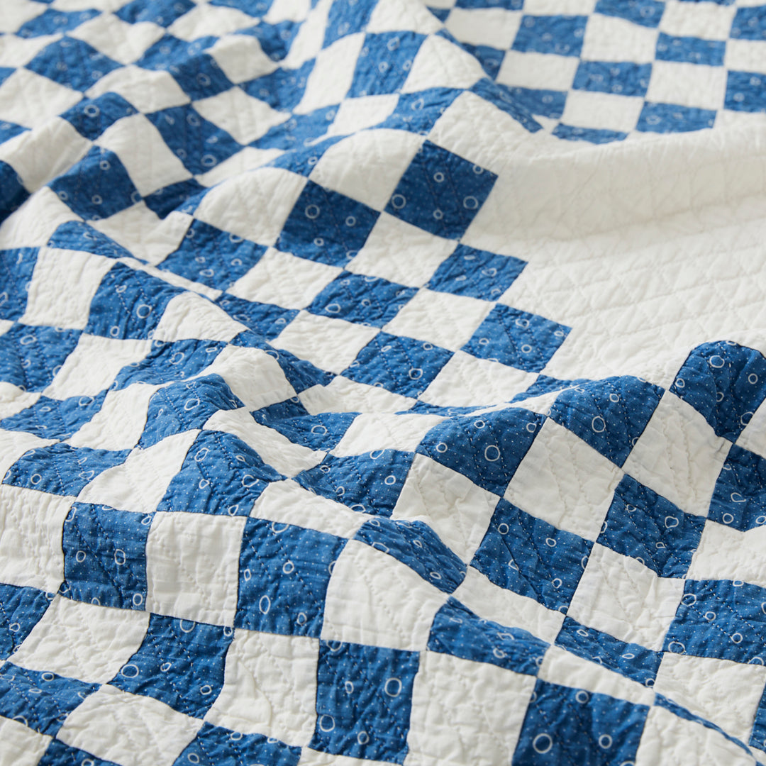 Antique Indigo Irish Chain Quilt, circa 1890-1910