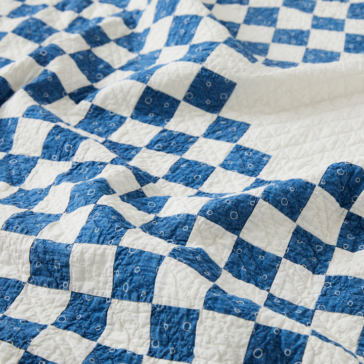 Antique Indigo Irish Chain Quilt, circa 1890-1910