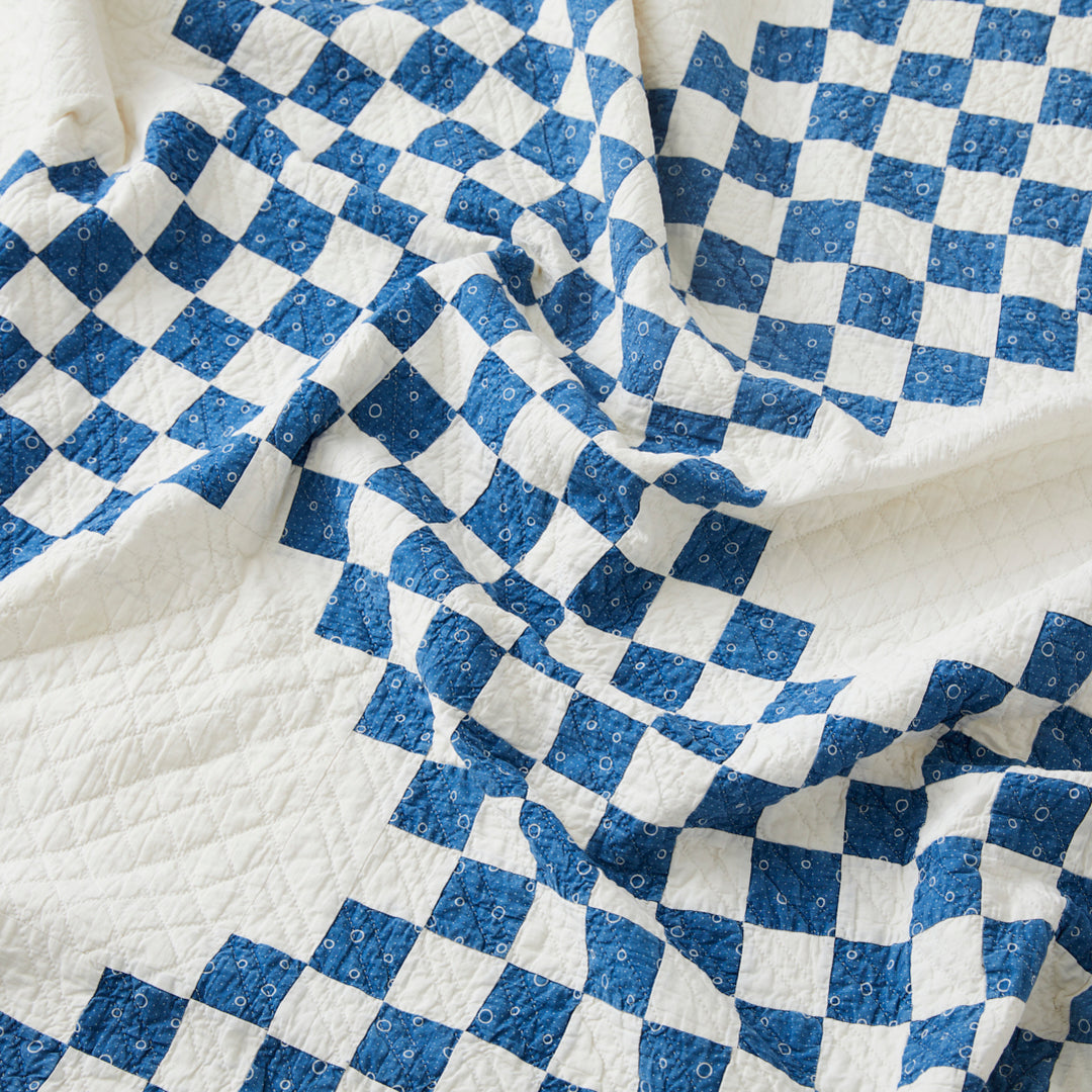 Antique Indigo Irish Chain Quilt, circa 1890-1910