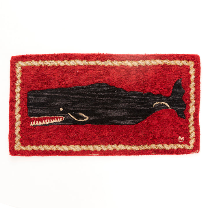 Antique Hooked Whale Rug