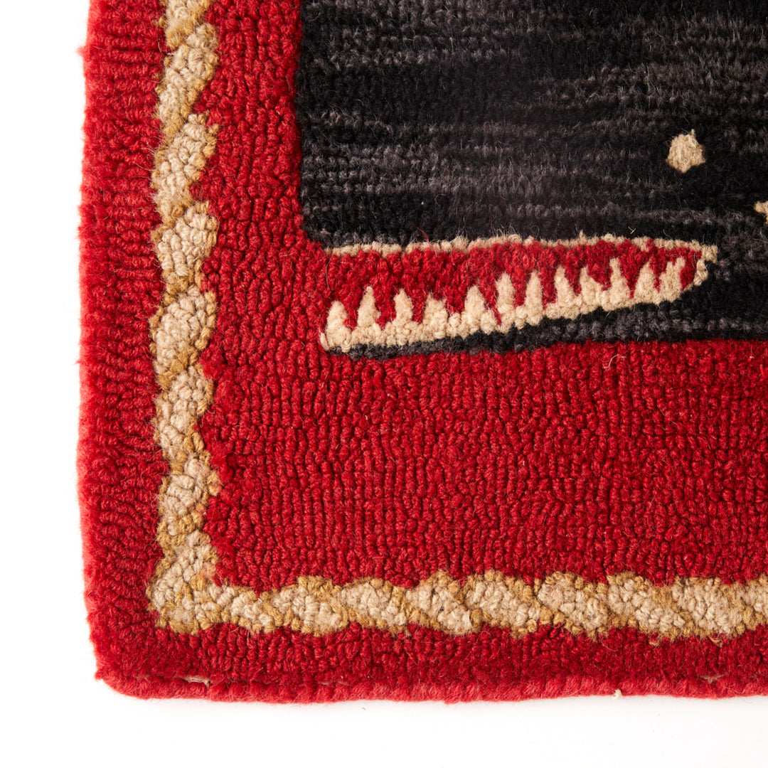 Antique Hooked Whale Rug