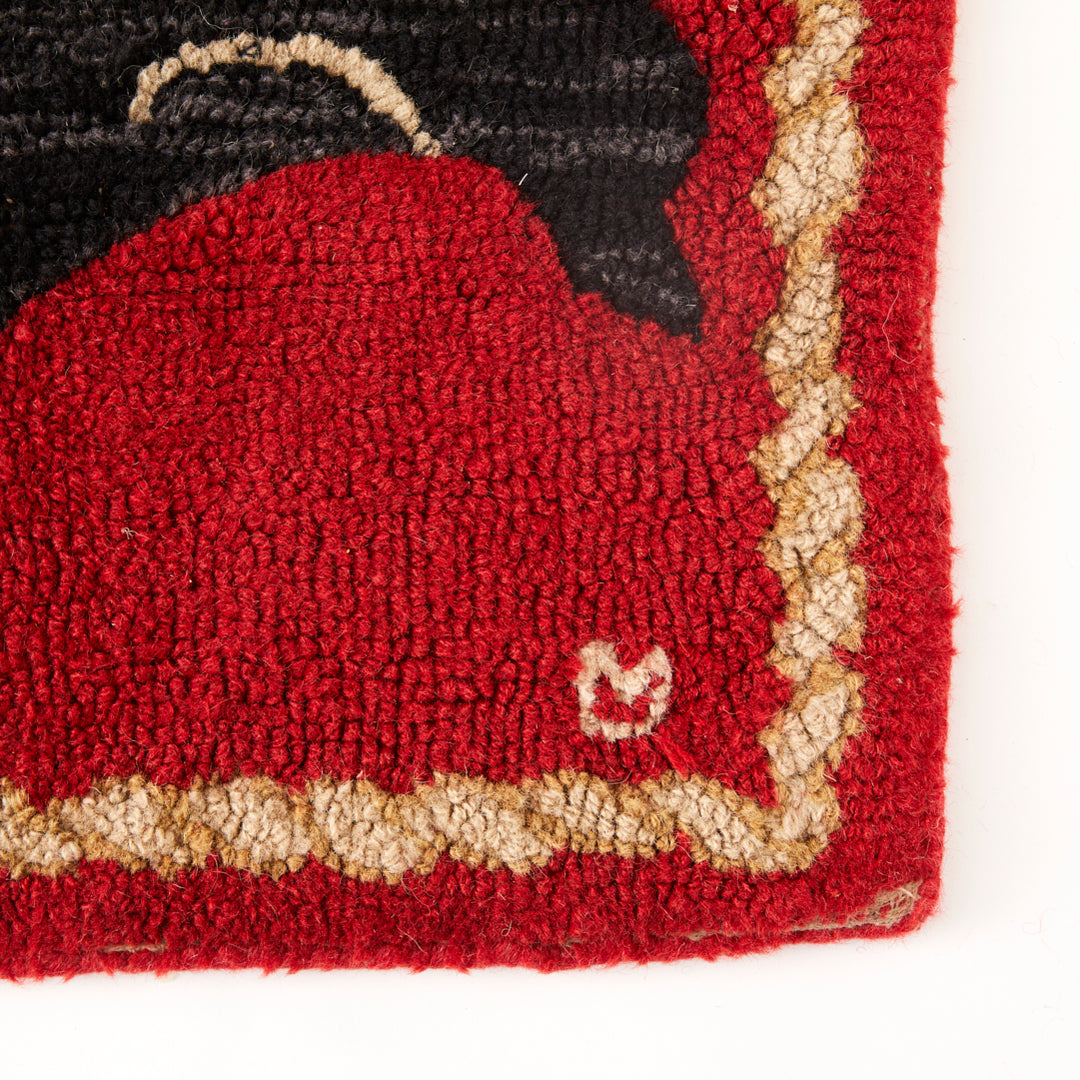Antique Hooked Whale Rug