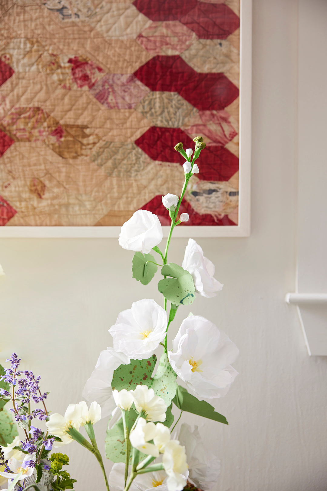 Potted Paper Hollyhock in White