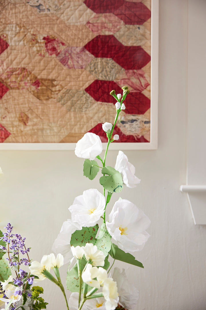 Potted Paper Hollyhock in White