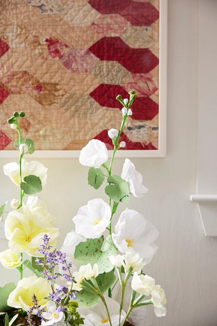 Potted Paper Hollyhock in Yellow