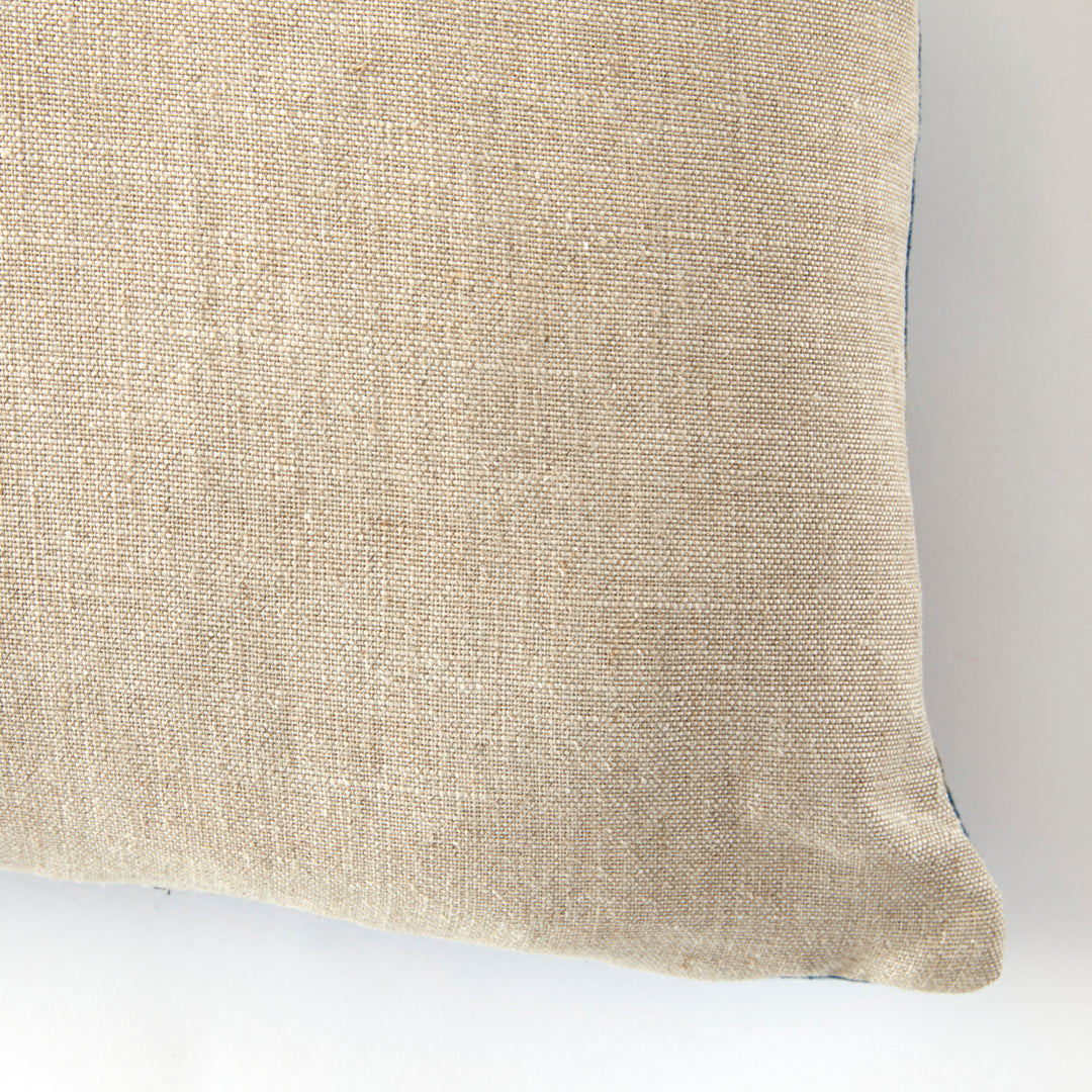 Vintage Japanese Indigo and Tan Stripe Pillow