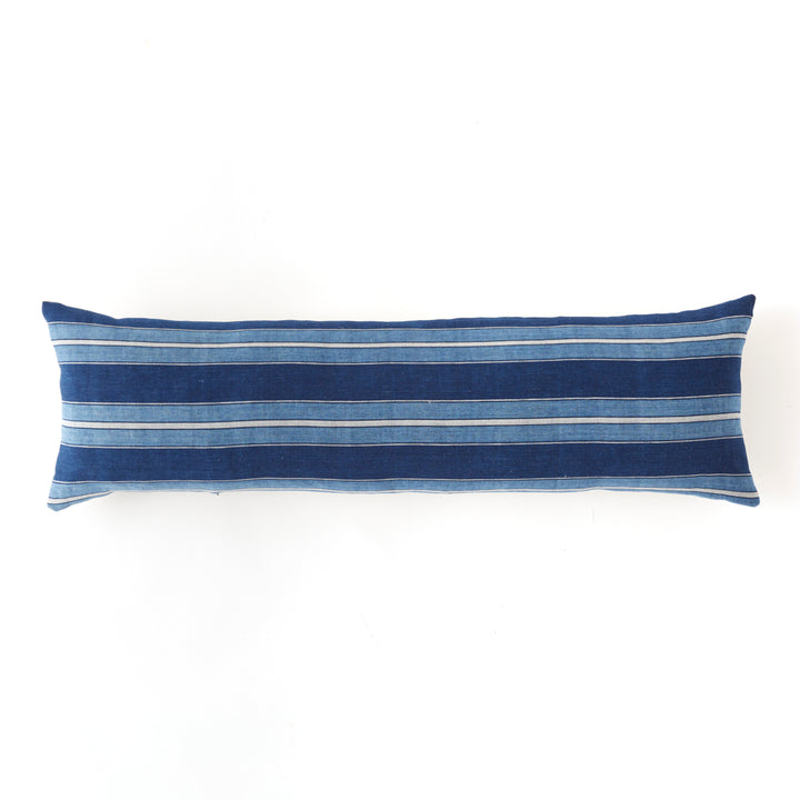 Vintage Japanese Indigo and White Stripe Pillow