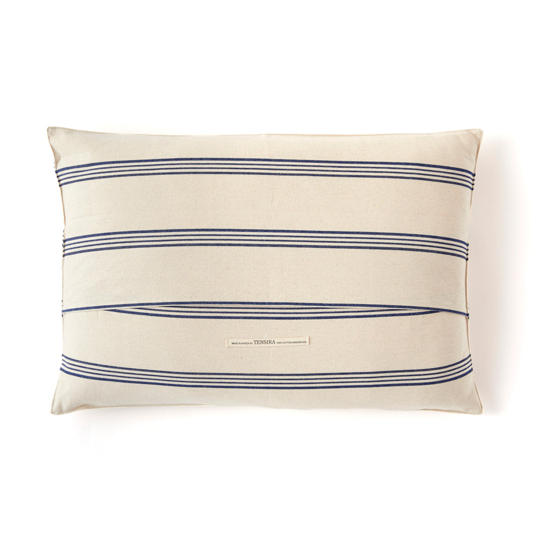 Medium Blue and White Stripe Pillow by Tensira