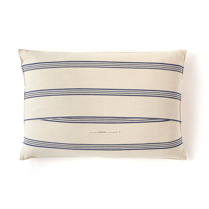Medium Blue and White Stripe Pillow by Tensira
