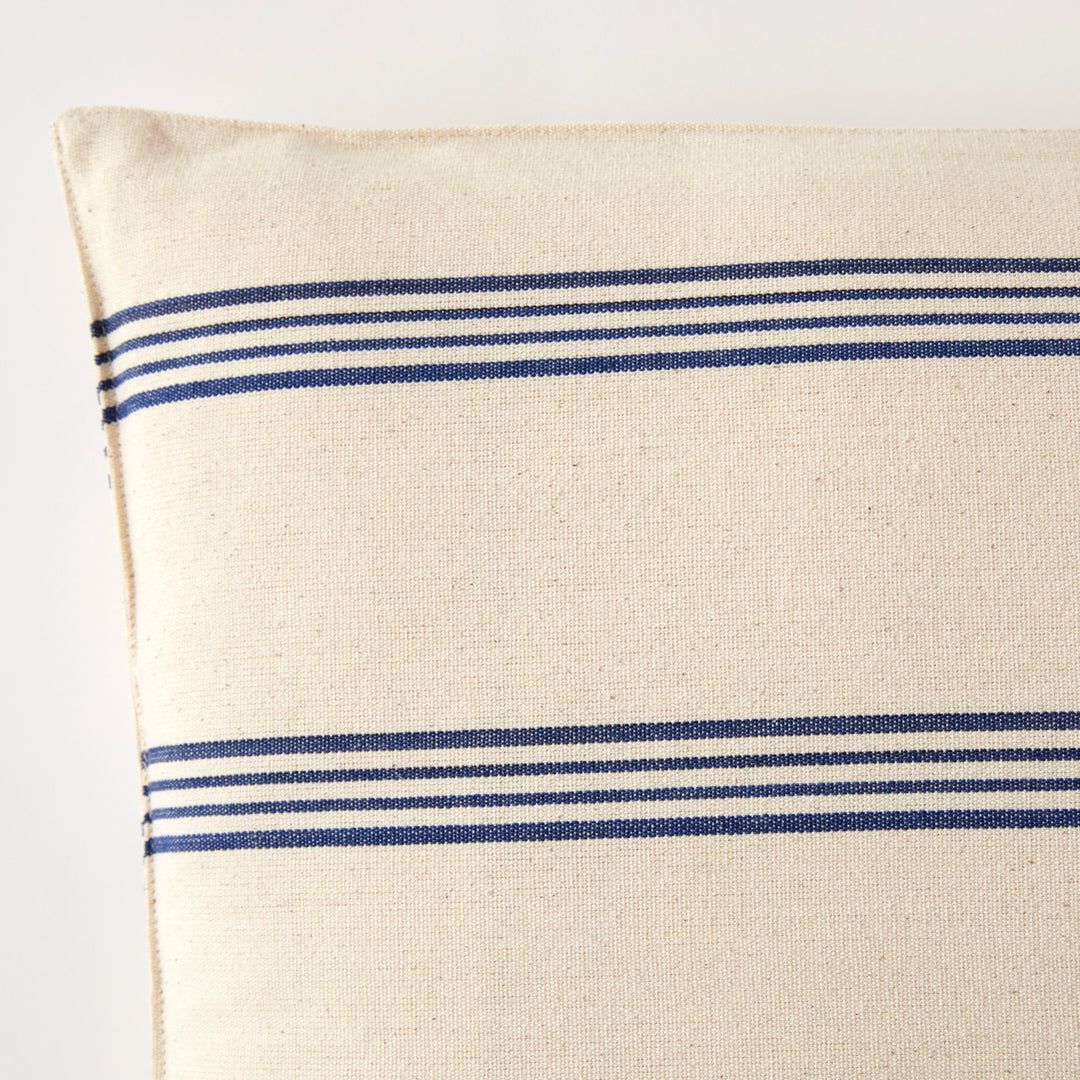 Medium Blue and White Stripe Pillow by Tensira