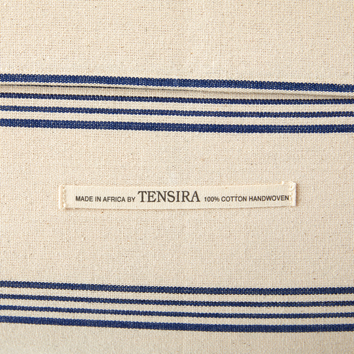 Medium Blue and White Stripe Pillow by Tensira