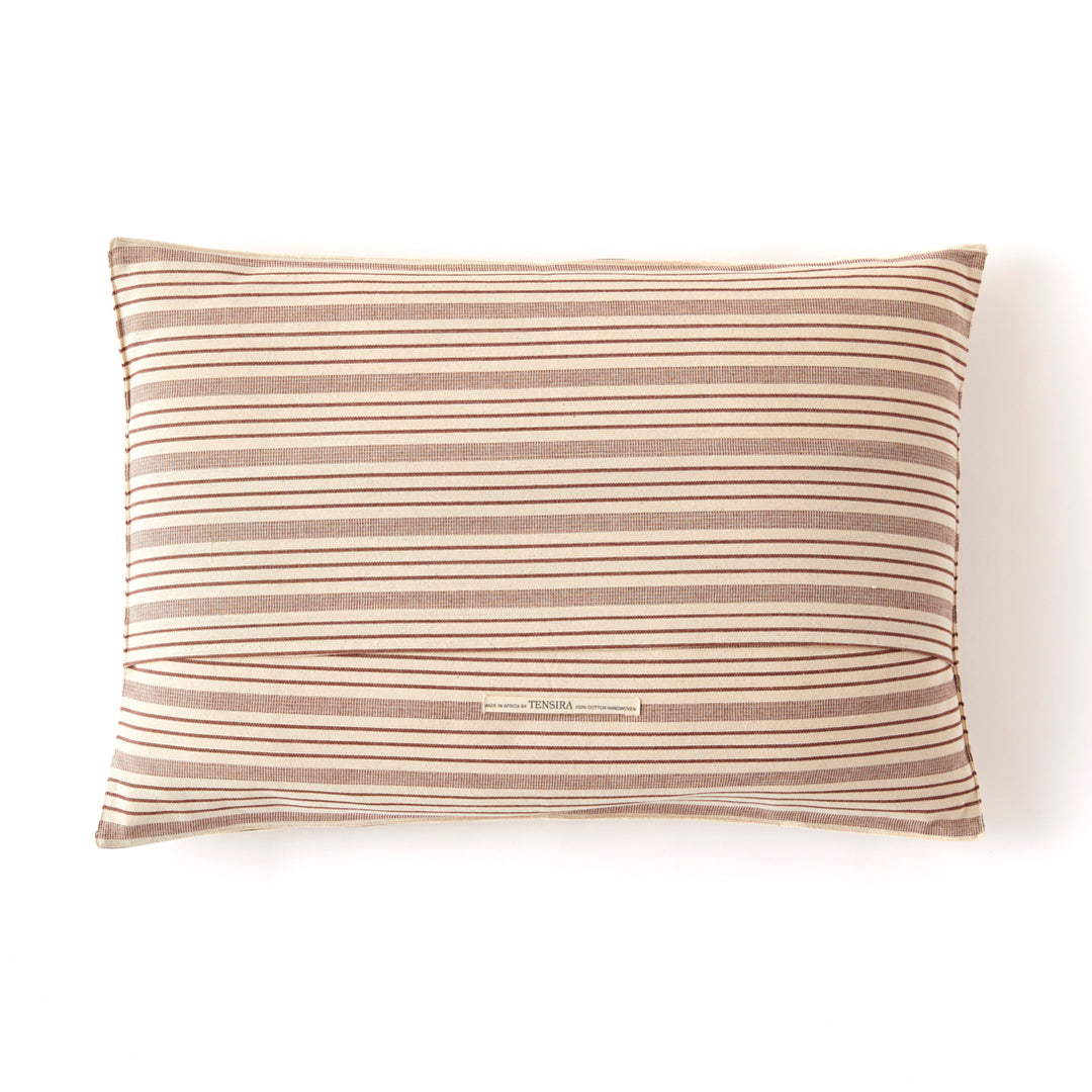 Medium Brown and White Stripe Pillow by Tensira