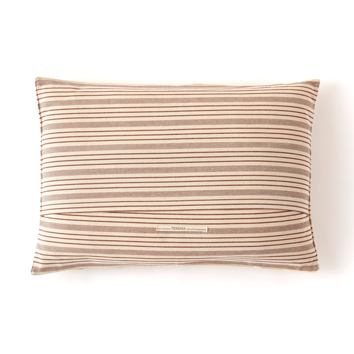 Medium Brown and White Stripe Pillow by Tensira