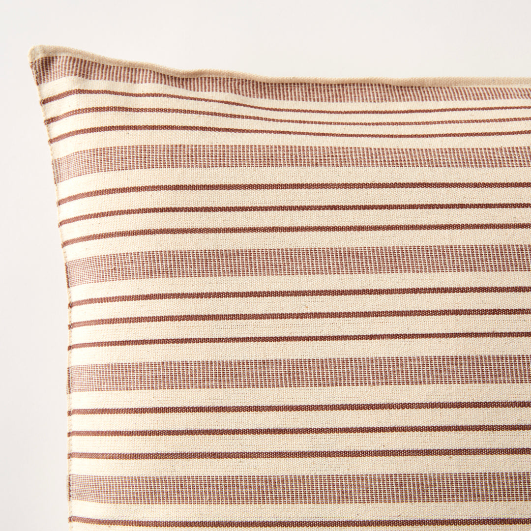 Medium Brown and White Stripe Pillow by Tensira