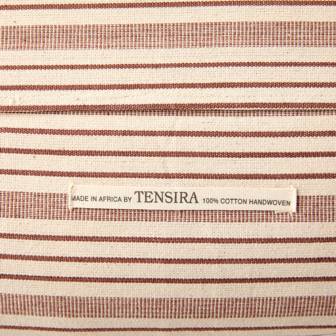Medium Brown and White Stripe Pillow by Tensira