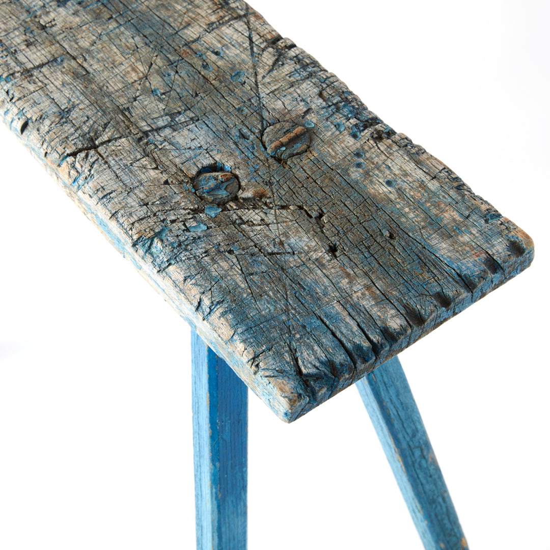 Blue Painted Milking Stool, c. 1880’s