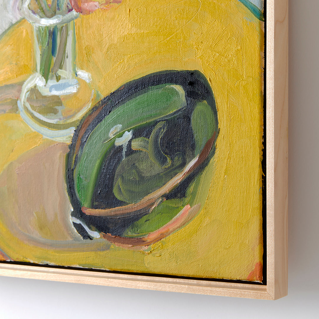 Mary Breneman, Flowers on Yellow Table