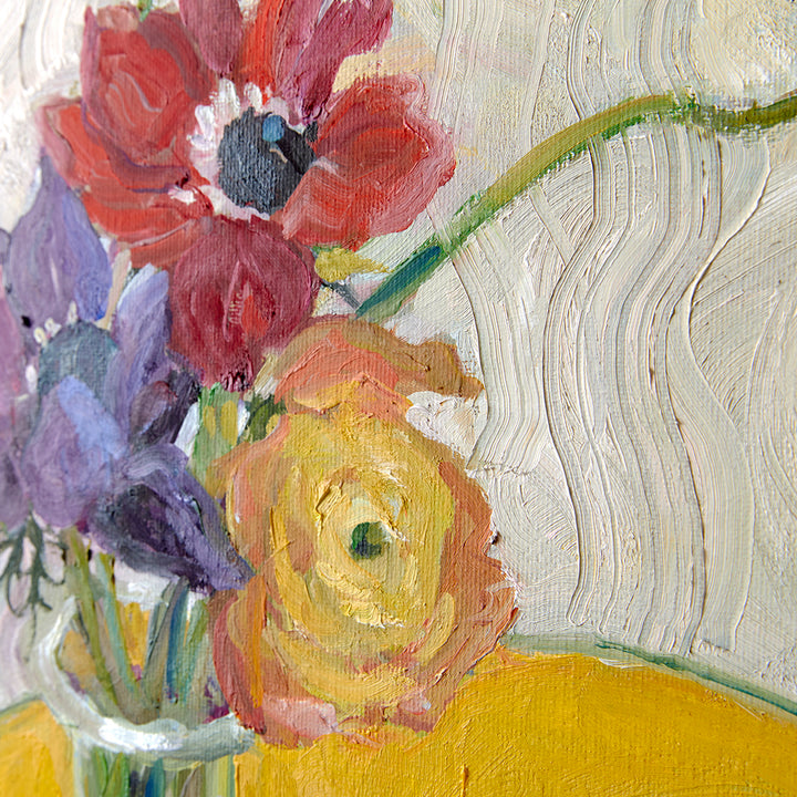 Mary Breneman, Flowers on Yellow Table