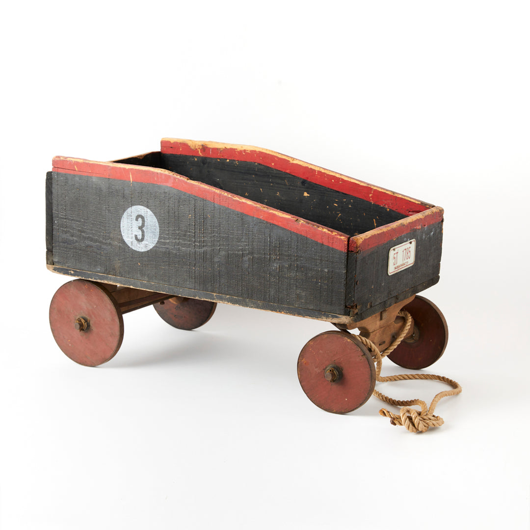 Vintage New England Wagon with Rope Pull