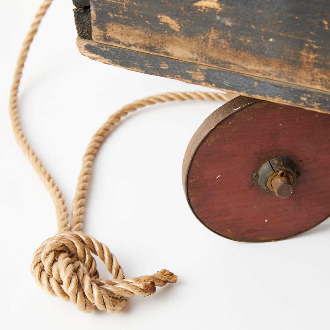 Vintage New England Wagon with Rope Pull