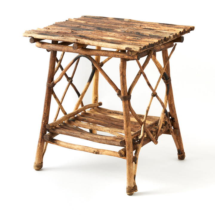 Vintage Adirondack Twig Table in Dark Wood