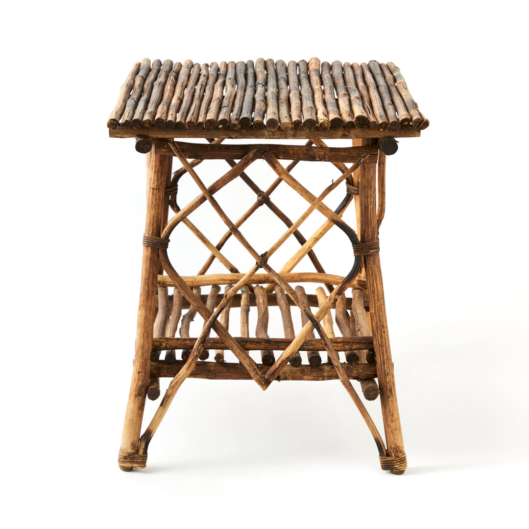 Vintage Adirondack Twig Table in Dark Wood