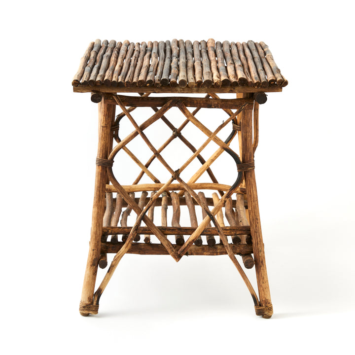 Vintage Adirondack Twig Table in Dark Wood