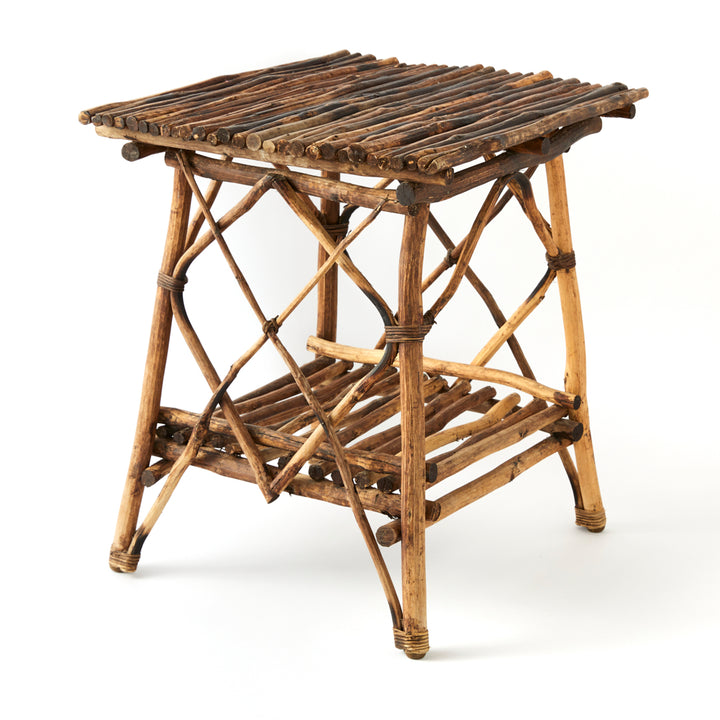 Vintage Adirondack Twig Table in Dark Wood