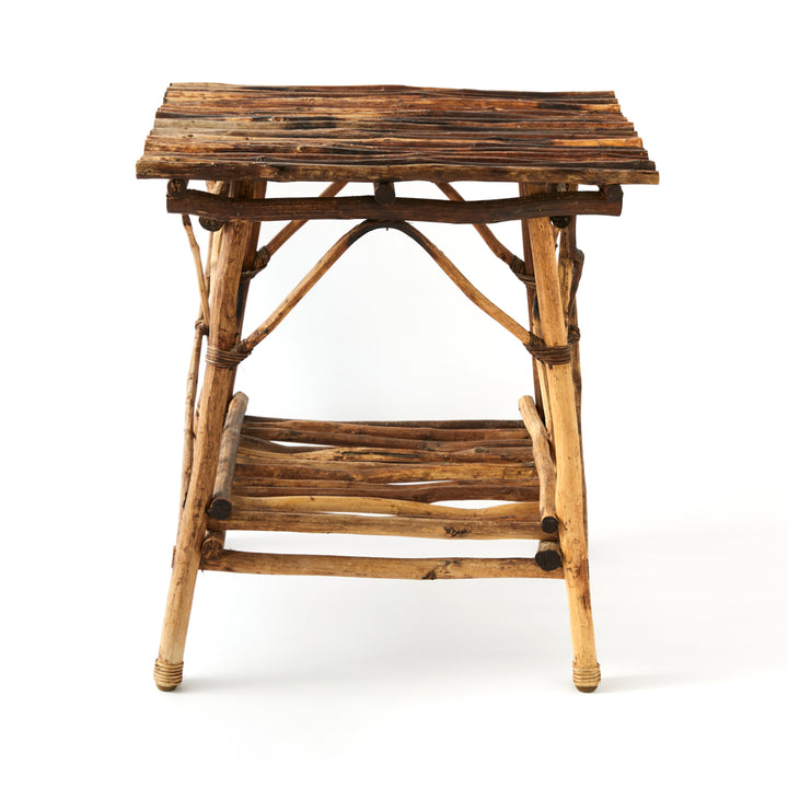 Vintage Adirondack Twig Table in Dark Wood