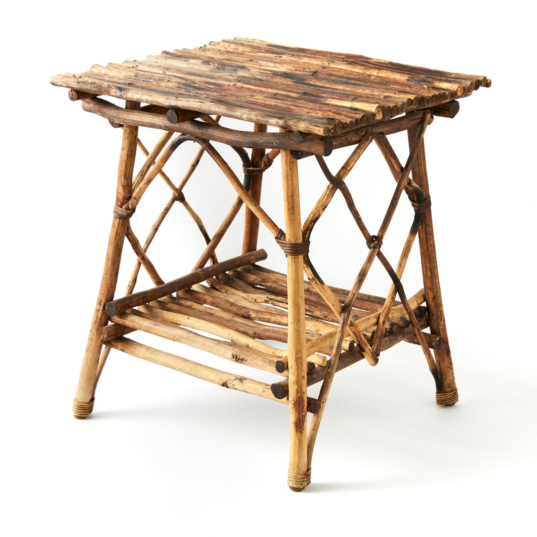 Vintage Adirondack Twig Table in Dark Wood