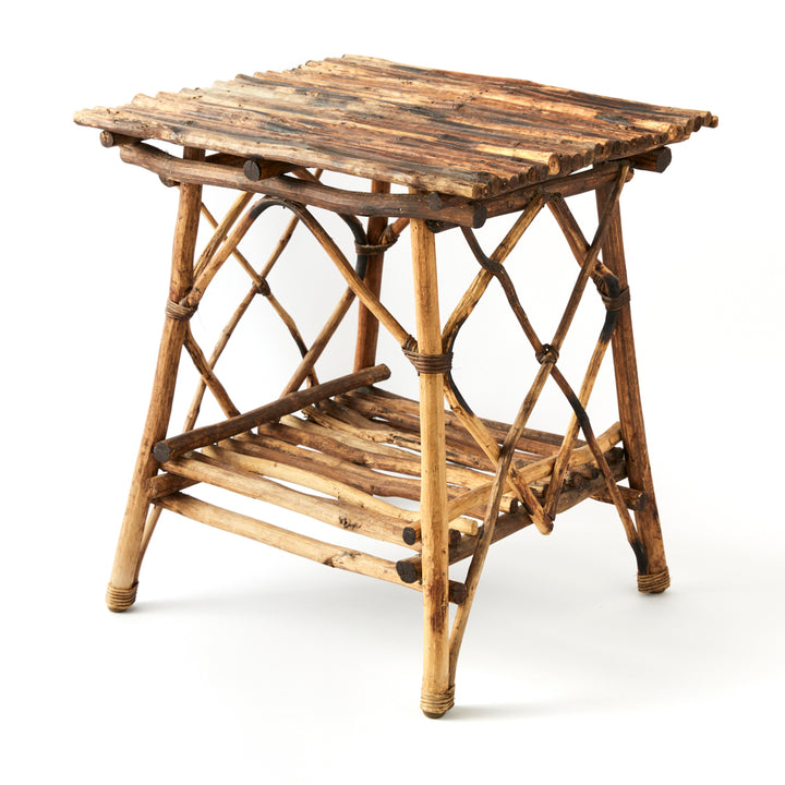 Vintage Adirondack Twig Table in Dark Wood
