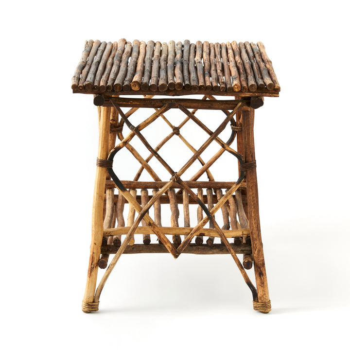 Vintage Adirondack Twig Table in Dark Wood