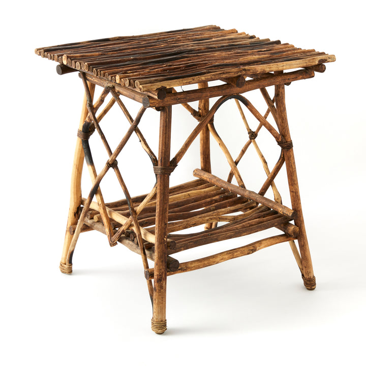 Vintage Adirondack Twig Table in Dark Wood
