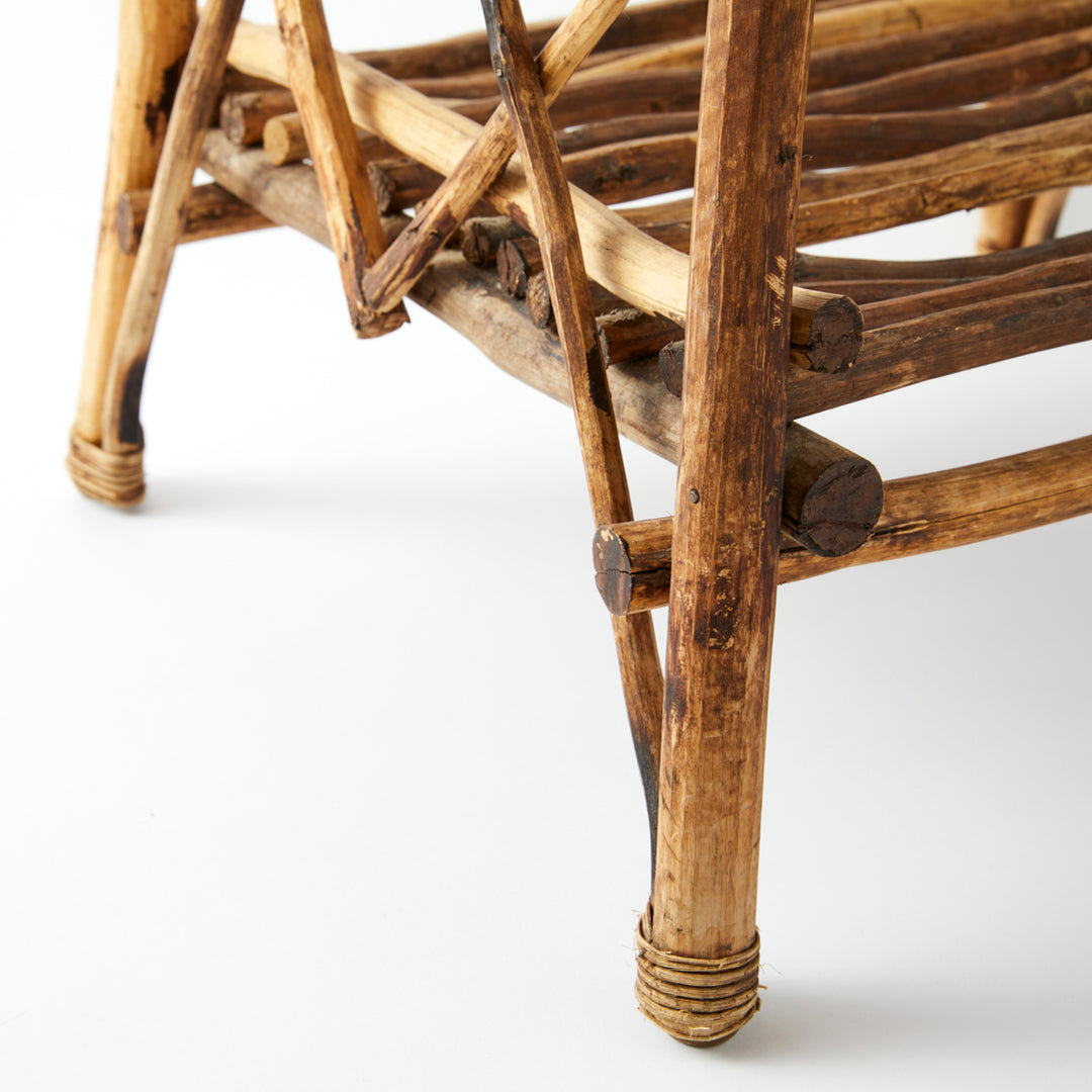 Vintage Adirondack Twig Table in Dark Wood