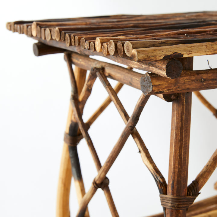 Vintage Adirondack Twig Table in Dark Wood